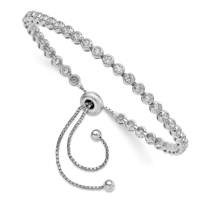 Bracelets WB Choice Jewelry Sterling Silver Rhodiumplated CZ Adjustable 5in875in Bracelet40CZsWBCQG4181 Bracelets WB Choice Jewelry Sterling Silver Rhodiumplated CZ Adjustable 5in875in Bracelet40CZsWBCQG4181