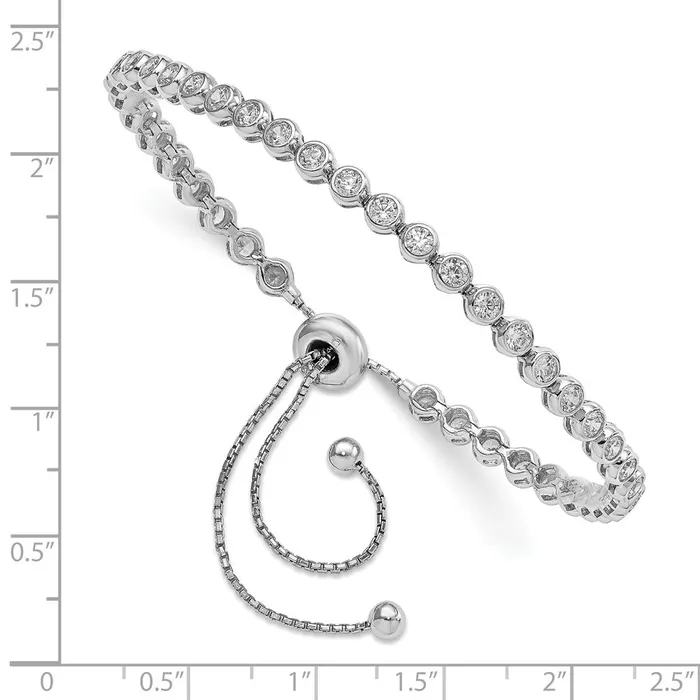 Bracelets WB Choice Jewelry Sterling Silver Rhodiumplated CZ Adjustable 5in875in Bracelet40CZsWBCQG4181 Bracelets WB Choice Jewelry Sterling Silver Rhodiumplated CZ Adjustable 5in875in Bracelet40CZsWBCQG4181