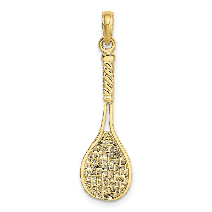 Charm Necklaces WB Choice Jewelry 10K Solid Polished 3D Tennis Racquet CharmWBC10D1440 Charm Necklaces WB Choice Jewelry 10K Solid Polished 3D Tennis Racquet CharmWBC10D1440