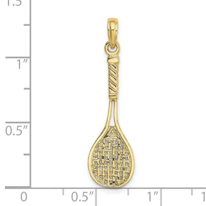 Charm Necklaces WB Choice Jewelry 10K Solid Polished 3D Tennis Racquet CharmWBC10D1440 Charm Necklaces WB Choice Jewelry 10K Solid Polished 3D Tennis Racquet CharmWBC10D1440