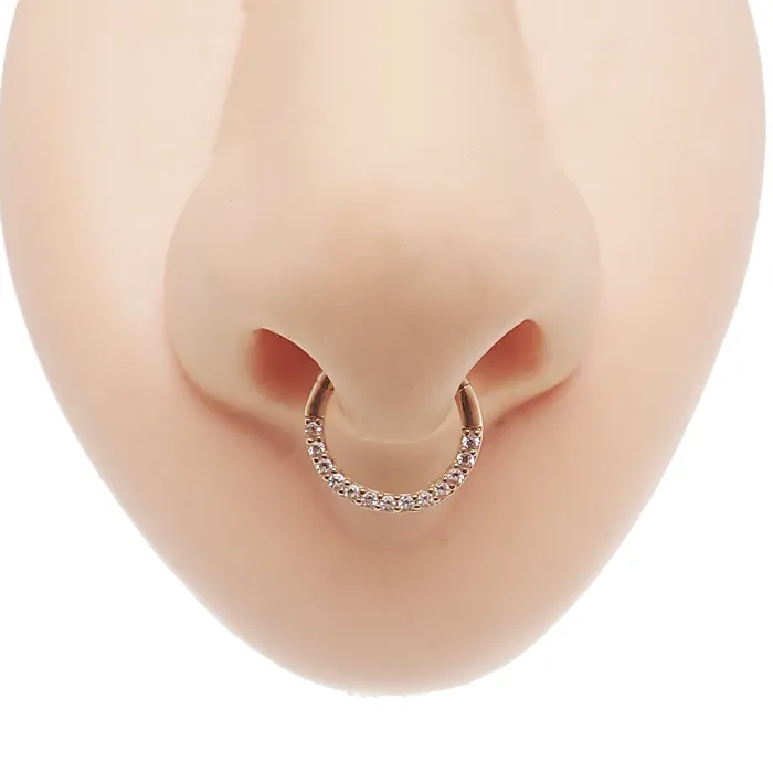CZ Crystal 14k Gold 16g 8mm Hinged Clicker Body Clickers PreStyled Sets CZ Crystal 14k Gold 16g 8mm Hinged Clicker Body Clickers PreStyled Sets