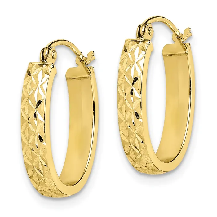 Earrings 10K Diamond Cut Oval Hoop EarringsWBC10TC368 WB Choice Jewelry Earrings 10K Diamond Cut Oval Hoop EarringsWBC10TC368 WB Choice Jewelry