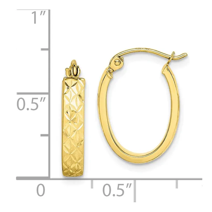Earrings 10K Diamond Cut Oval Hoop EarringsWBC10TC368 WB Choice Jewelry Earrings 10K Diamond Cut Oval Hoop EarringsWBC10TC368 WB Choice Jewelry
