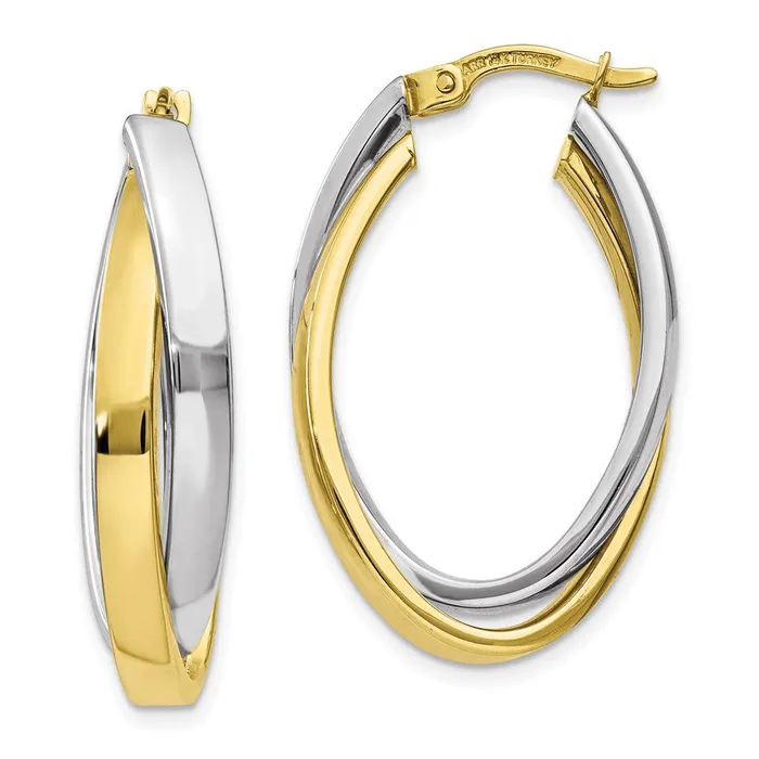 Earrings 10k Twotone Oval Hoop EarringsWBC10TM658 WB Choice Jewelry