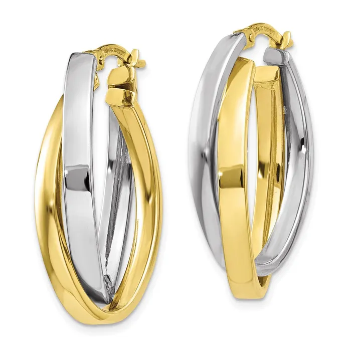 Earrings 10k Twotone Oval Hoop EarringsWBC10TM658 WB Choice Jewelry Earrings 10k Twotone Oval Hoop EarringsWBC10TM658 WB Choice Jewelry