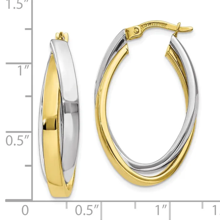Earrings 10k Twotone Oval Hoop EarringsWBC10TM658 WB Choice Jewelry Earrings 10k Twotone Oval Hoop EarringsWBC10TM658 WB Choice Jewelry