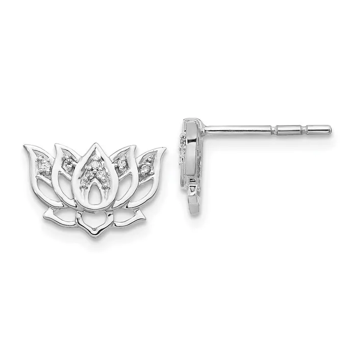 Earrings 14k White Gold Diamond Lotus Flower EarringsWBCEM3810005WA WB Choice Jewelry Earrings 14k White Gold Diamond Lotus Flower EarringsWBCEM3810005WA WB Choice Jewelry