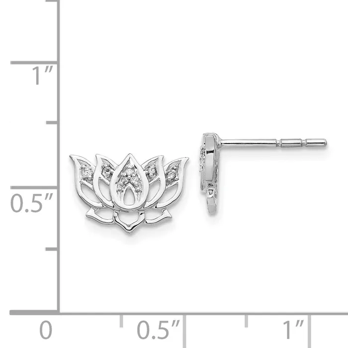 Earrings 14k White Gold Diamond Lotus Flower EarringsWBCEM3810005WA WB Choice Jewelry Earrings 14k White Gold Diamond Lotus Flower EarringsWBCEM3810005WA WB Choice Jewelry