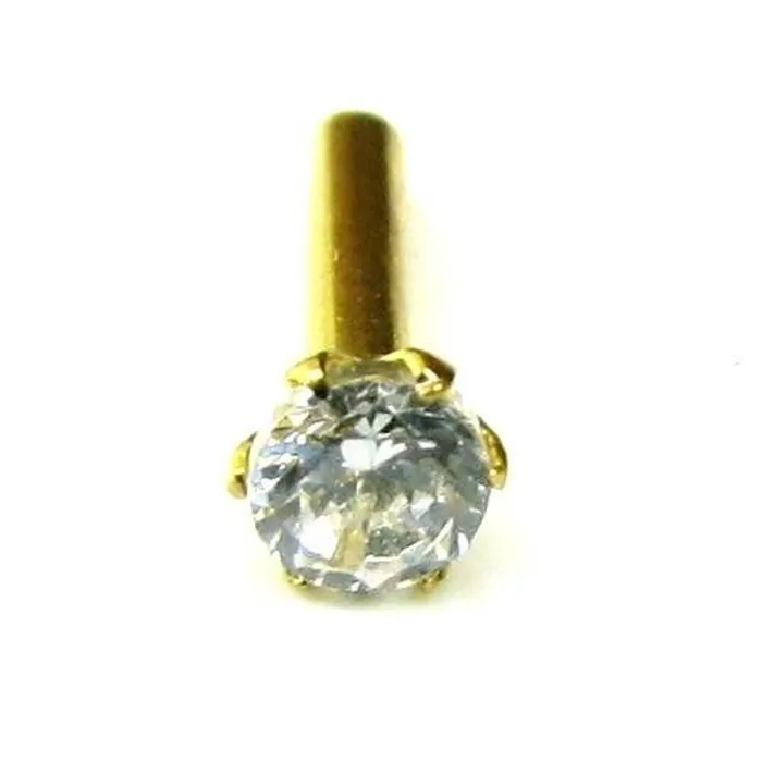 Earrings Karizma Jewels Indian Style Single Stone CZ Studded Body Piercing Jewelry Nose Stud Pin Solid Real 14k Yellow Gold Earrings Karizma Jewels Indian Style Single Stone CZ Studded Body Piercing Jewelry Nose Stud Pin Solid Real 14k Yellow Gold