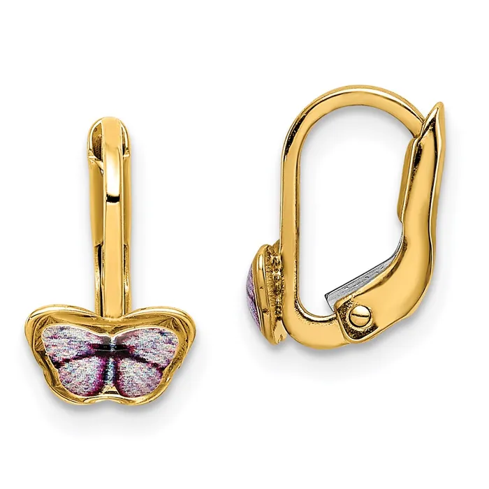 Earrings WB Choice Jewelry 14K Childrens Enamel Butterfly Hoop EarringsWBCC4788 Earrings WB Choice Jewelry 14K Childrens Enamel Butterfly Hoop EarringsWBCC4788