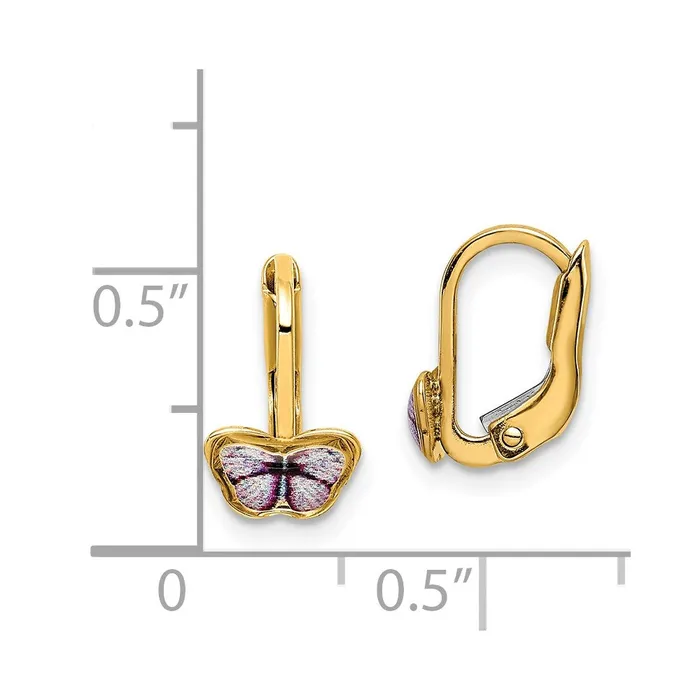 Earrings WB Choice Jewelry 14K Childrens Enamel Butterfly Hoop EarringsWBCC4788 Earrings WB Choice Jewelry 14K Childrens Enamel Butterfly Hoop EarringsWBCC4788