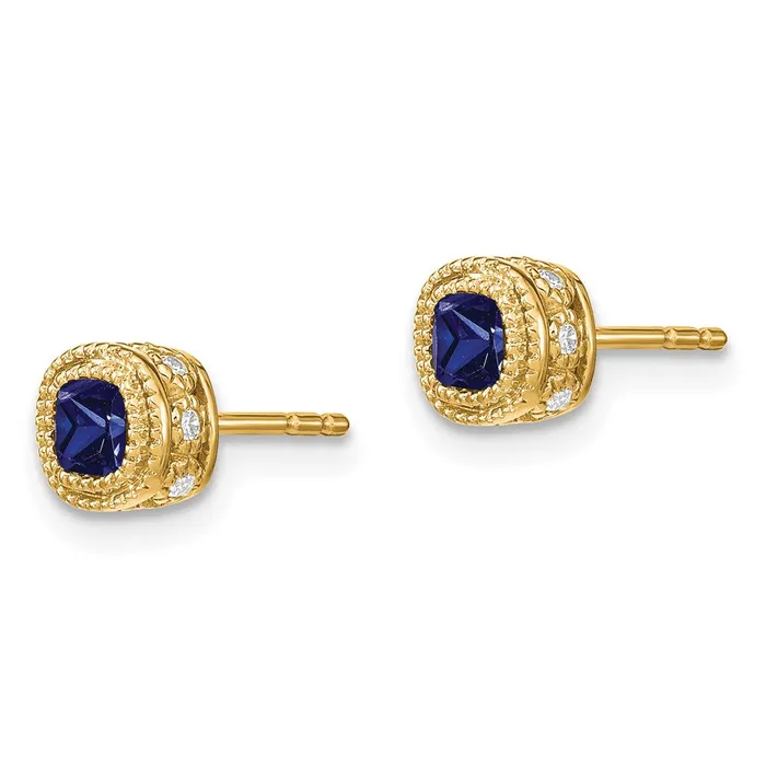 Earrings WB Choice Jewelry 14k Cushion Sapphire and Diamond EarringsWBCEM7092SA010YA Earrings WB Choice Jewelry 14k Cushion Sapphire and Diamond EarringsWBCEM7092SA010YA