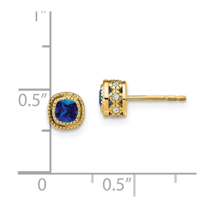 Earrings WB Choice Jewelry 14k Cushion Sapphire and Diamond EarringsWBCEM7092SA010YA Earrings WB Choice Jewelry 14k Cushion Sapphire and Diamond EarringsWBCEM7092SA010YA