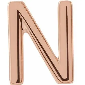 Earrings WB Choice Jewelry 14K Rose Single Initial N Earring86800181PSTWBC Earrings WB Choice Jewelry 14K Rose Single Initial N Earring86800181PSTWBC