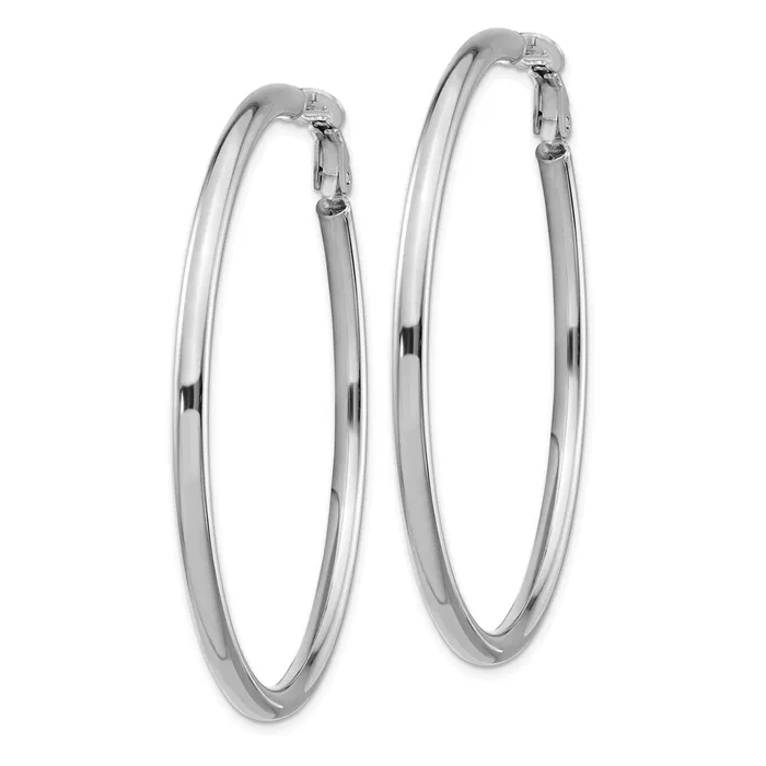 Earrings WB Choice Jewelry 14k White Gold 3x45mm Polished Round Omega Back Hoop EarringsWBCPRE924W Earrings WB Choice Jewelry 14k White Gold 3x45mm Polished Round Omega Back Hoop EarringsWBCPRE924W