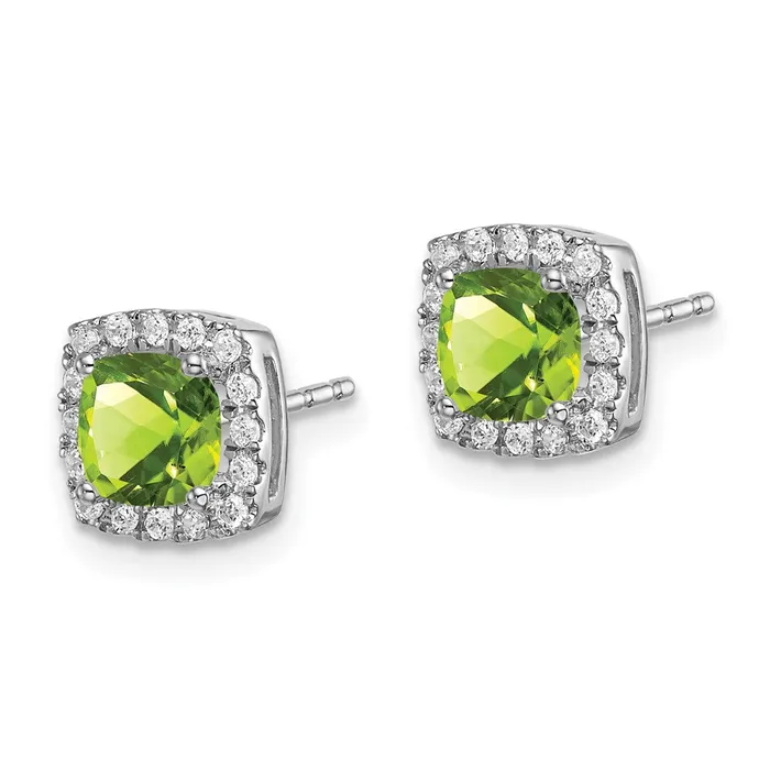 Earrings WB Choice Jewelry 14k White Gold Cushion Peridot and Diamond Halo EarringsWBCEM7084PE019WA Earrings WB Choice Jewelry 14k White Gold Cushion Peridot and Diamond Halo EarringsWBCEM7084PE019WA