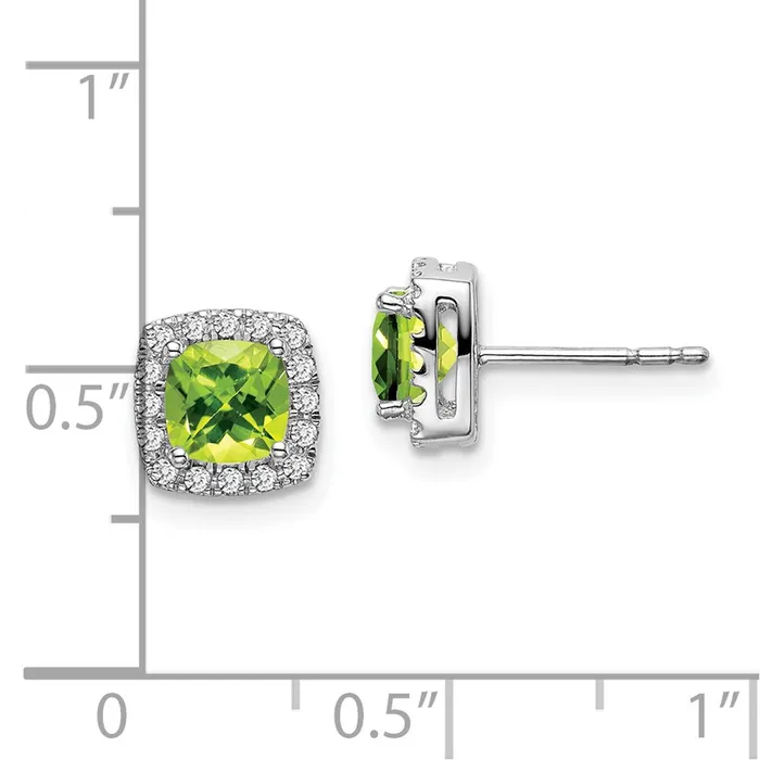 Earrings WB Choice Jewelry 14k White Gold Cushion Peridot and Diamond Halo EarringsWBCEM7084PE019WA Earrings WB Choice Jewelry 14k White Gold Cushion Peridot and Diamond Halo EarringsWBCEM7084PE019WA