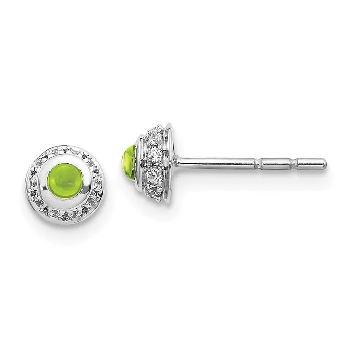Earrings WB Choice Jewelry 14k White Gold Diamond and Cabochon Peridot EarringsWBCEM4030PE010WA Earrings WB Choice Jewelry 14k White Gold Diamond and Cabochon Peridot EarringsWBCEM4030PE010WA