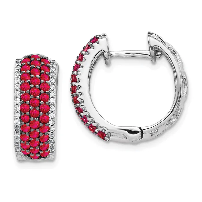 Earrings WB Choice Jewelry 14k White Gold Diamond and Ruby Hinged Hoop EarringsWBCEM5602RU025WA Earrings WB Choice Jewelry 14k White Gold Diamond and Ruby Hinged Hoop EarringsWBCEM5602RU025WA