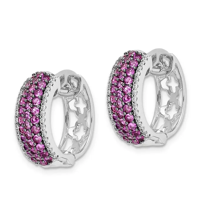 Earrings WB Choice Jewelry 14k White Gold Diamond and Ruby Hinged Hoop EarringsWBCEM5602RU025WA Earrings WB Choice Jewelry 14k White Gold Diamond and Ruby Hinged Hoop EarringsWBCEM5602RU025WA