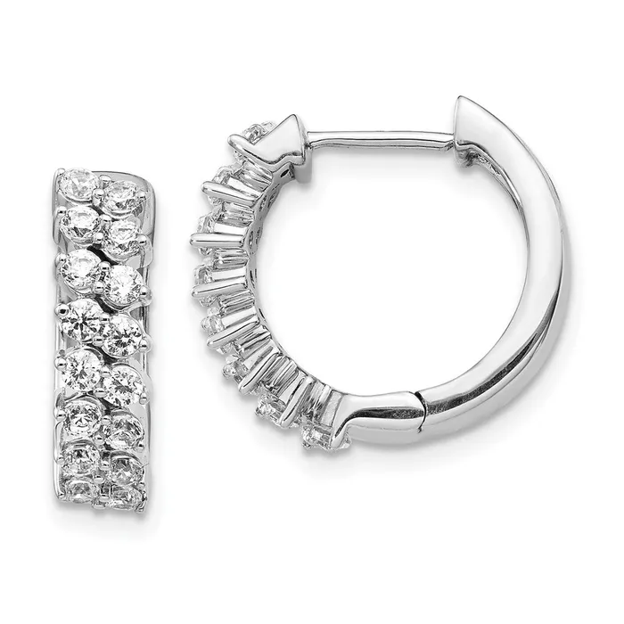 Earrings WB Choice Jewelry 14k White Gold Diamond Hinged Hoop EarringsWBCEM3717100WA Earrings WB Choice Jewelry 14k White Gold Diamond Hinged Hoop EarringsWBCEM3717100WA