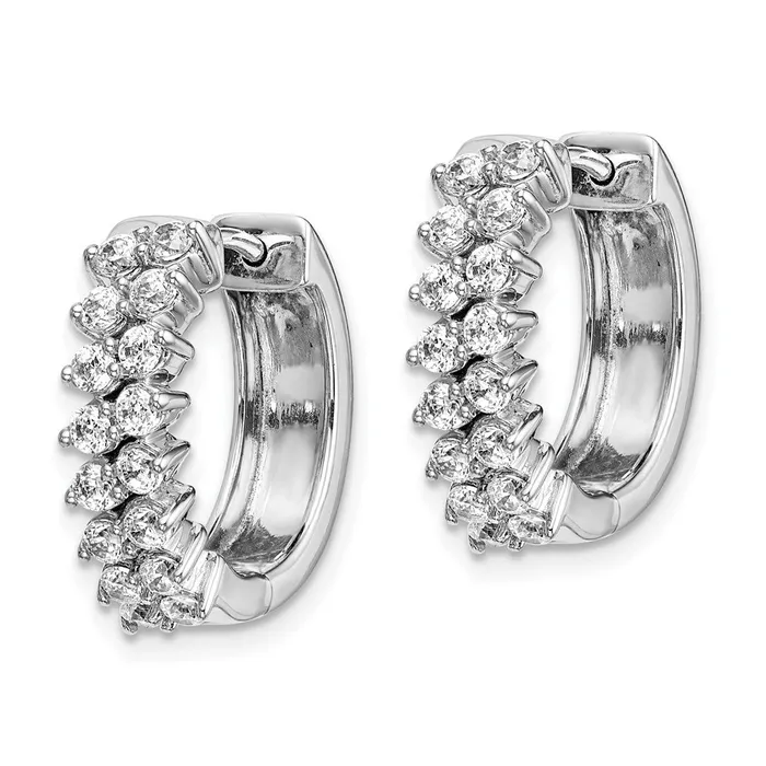 Earrings WB Choice Jewelry 14k White Gold Diamond Hinged Hoop EarringsWBCEM3717100WA Earrings WB Choice Jewelry 14k White Gold Diamond Hinged Hoop EarringsWBCEM3717100WA