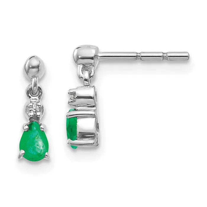 Earrings WB Choice Jewelry 14k White Gold Emerald and Diamond Dangle Post EarringsWBCEM5617EM001WA Earrings WB Choice Jewelry 14k White Gold Emerald and Diamond Dangle Post EarringsWBCEM5617EM001WA