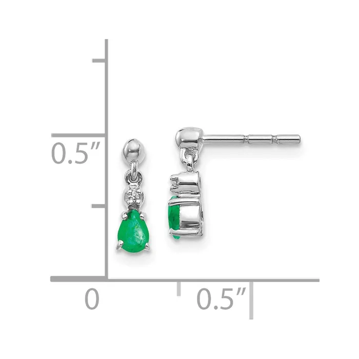 Earrings WB Choice Jewelry 14k White Gold Emerald and Diamond Dangle Post EarringsWBCEM5617EM001WA
