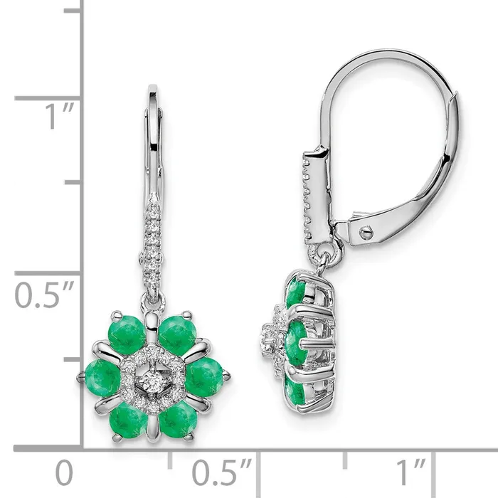 Earrings WB Choice Jewelry 14k White Gold Emerald and Diamond Leverback EarringsWBCEM7192EM014WA Earrings WB Choice Jewelry 14k White Gold Emerald and Diamond Leverback EarringsWBCEM7192EM014WA
