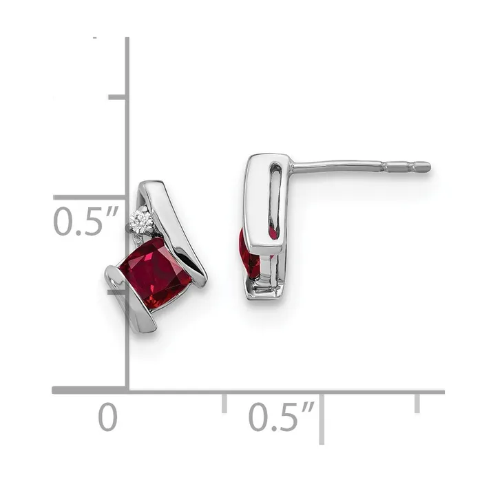 Earrings WB Choice Jewelry Sterling Silver Antique Cushion Cr Ruby and Diamond EarringsWBCEM7398CRU003SSA Earrings WB Choice Jewelry Sterling Silver Antique Cushion Cr Ruby and Diamond EarringsWBCEM7398CRU003SSA