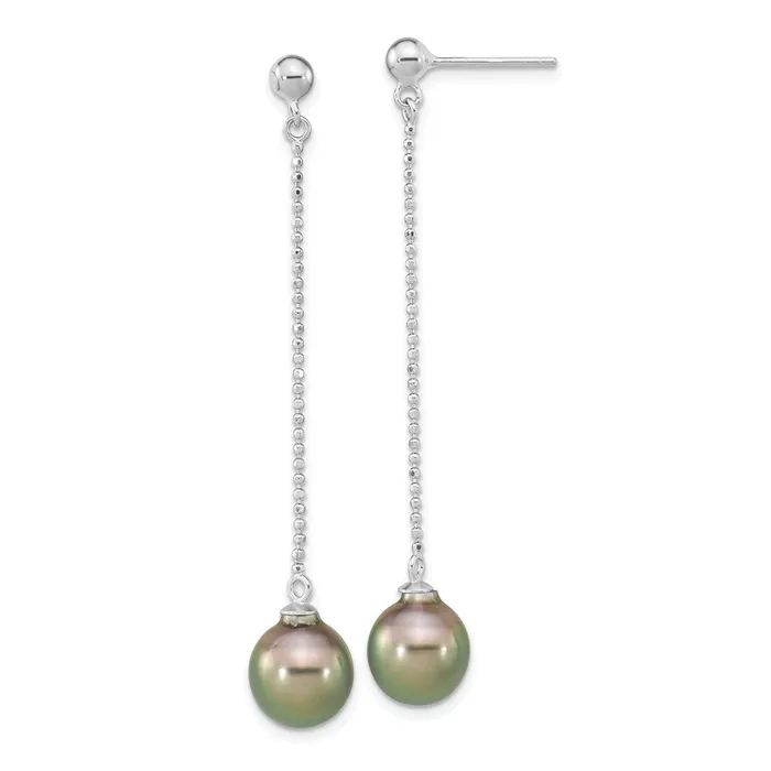 Earrings WB Choice Jewelry Sterling Silver RH 910mm Teardrop Tahitian Saltwater Pearl EarringsWBCQE16377 Earrings WB Choice Jewelry Sterling Silver RH 910mm Teardrop Tahitian Saltwater Pearl EarringsWBCQE16377