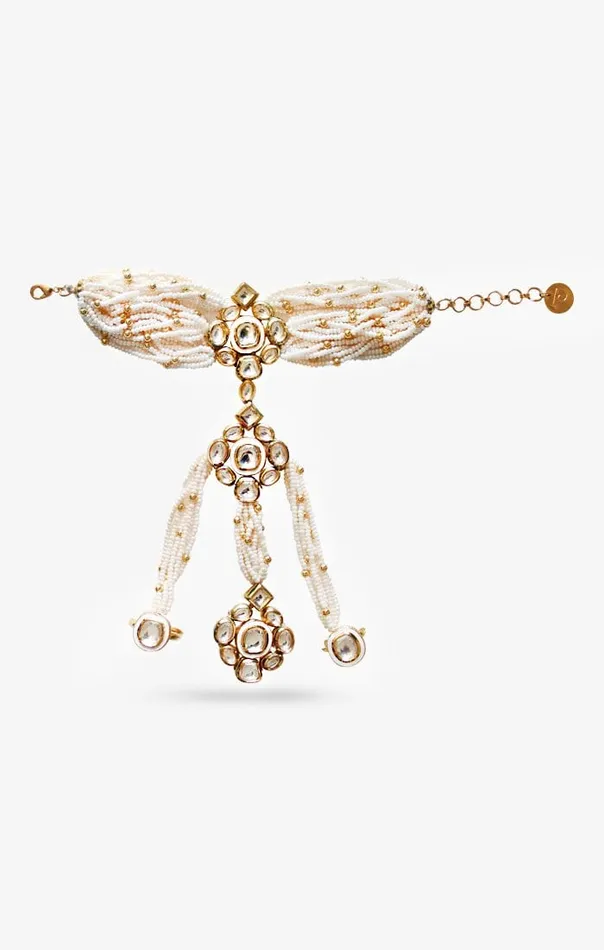 Faye Kundan Pearl Hand Harness PRERTO ECOMMERCE PRIVATE LIMITED Earrings