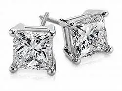 FULLERS PURCHASE FROM PUBLIC Earrings 14KW Diamond Princess Cut Ear Studs FULLERS PURCHASE FROM PUBLIC Earrings 14KW Diamond Princess Cut Ear Studs