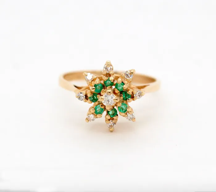 FULLERS PURCHASE FROM PUBLIC Rings Estate 14KY 10 Cttw Emerald and 10 Cttw Diamond Ring I in Color and FULLERS PURCHASE FROM PUBLIC Rings Estate 14KY 10 Cttw Emerald and 10 Cttw Diamond Ring I in Color and
