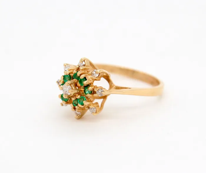 FULLERS PURCHASE FROM PUBLIC Rings Estate 14KY 10 Cttw Emerald and 10 Cttw Diamond Ring I in Color and FULLERS PURCHASE FROM PUBLIC Rings Estate 14KY 10 Cttw Emerald and 10 Cttw Diamond Ring I in Color and