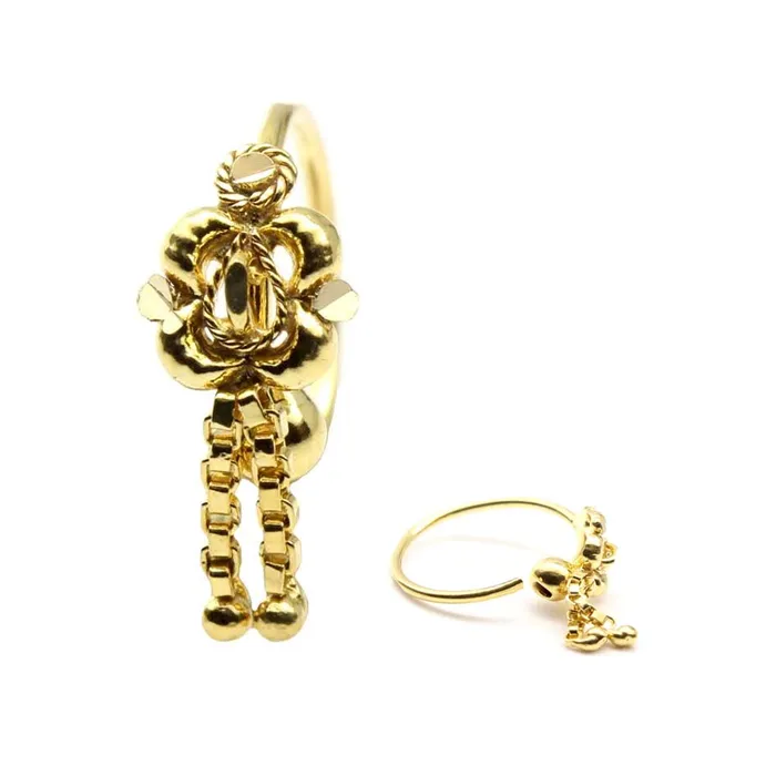Indian Traditional Style 14K Real Gold Nose Hoop Ring for women 22g Karizma Jewels Rings