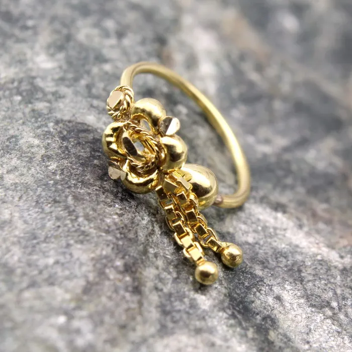Indian Traditional Style 14K Real Gold Nose Hoop Ring for women 22g Karizma Jewels Rings