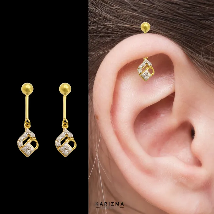 Karizma Jewels Earrings 18k Real Gold Bugadi Drops Danglers CZ Earring for Women and Girls Karizma Jewels Earrings 18k Real Gold Bugadi Drops Danglers CZ Earring for Women and Girls