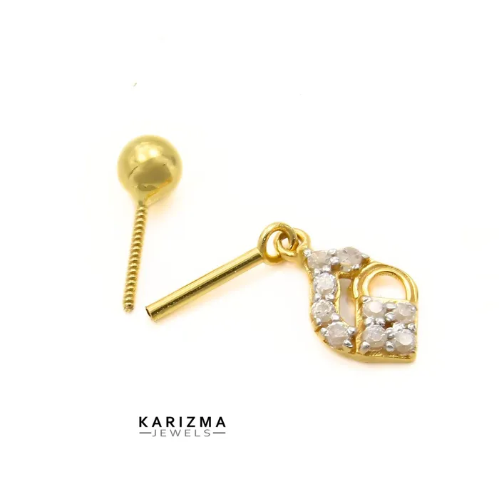 Karizma Jewels Earrings 18k Real Gold Bugadi Drops Danglers CZ Earring for Women and Girls