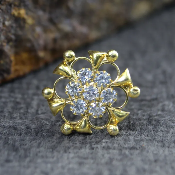 Karizma Jewels Earrings Traditional Real Sterling Silver White CZ Women Nose Stud Push Pin Karizma Jewels Earrings Traditional Real Sterling Silver White CZ Women Nose Stud Push Pin