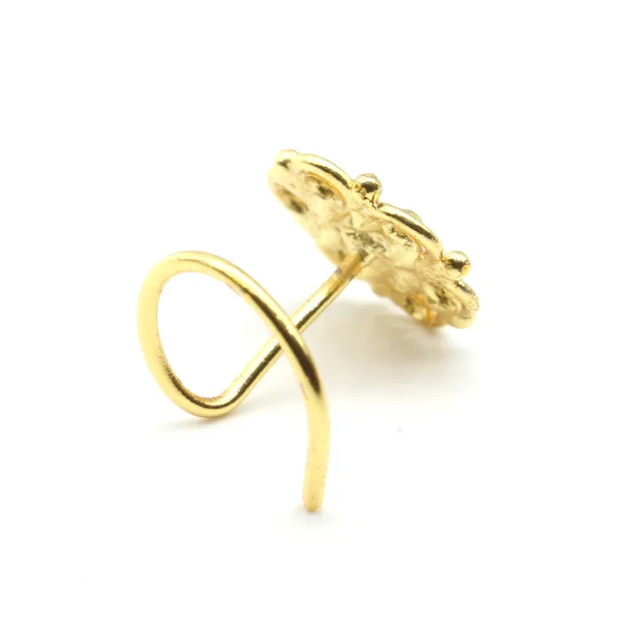 Karizma Jewels Indian Gold Plated Nose Stud White CZ Twisted Women nose ring 22g Rings