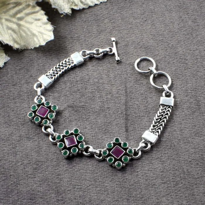 Karizma Jewels Real Sterling Silver Fabulous Cut Stone Oxidized Bracelet Gift For Girls Women Bracelets Karizma Jewels Real Sterling Silver Fabulous Cut Stone Oxidized Bracelet Gift For Girls Women Bracelets