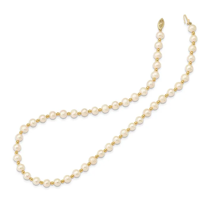 Necklaces 14K 67mm White Near Round FW Cultured Pearl Bead NecklaceWBCXF74018 WB Choice Jewelry Necklaces 14K 67mm White Near Round FW Cultured Pearl Bead NecklaceWBCXF74018 WB Choice Jewelry