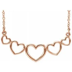 Necklaces 14K Rose Graduated Heart 17 12 Necklace86090103PSTWBC WB Choice Jewelry Necklaces 14K Rose Graduated Heart 17 12 Necklace86090103PSTWBC WB Choice Jewelry