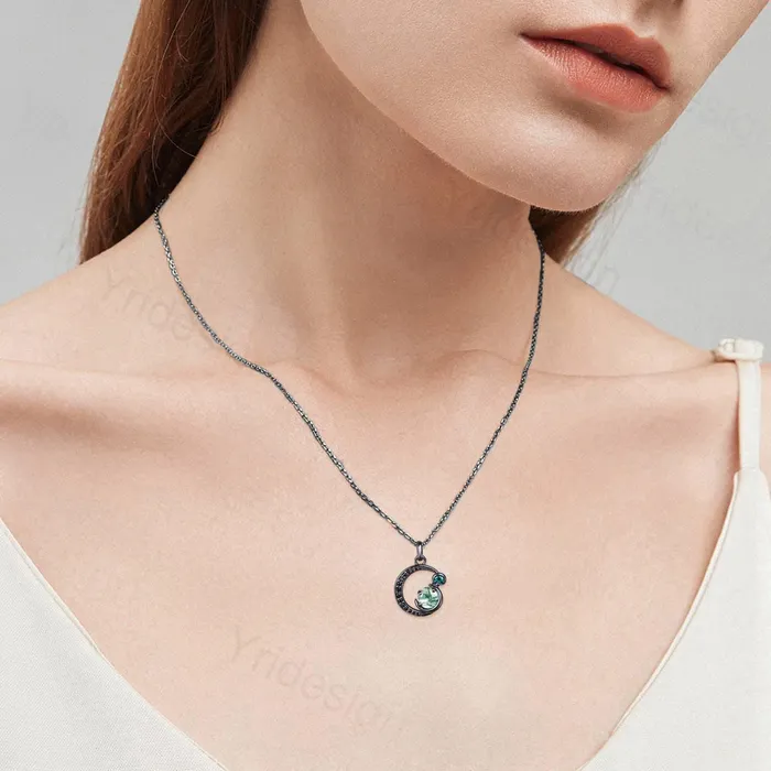 Necklaces PENFINE Unique Black Gold Green Moss Agate Necklace Magic Crescent Moon Dainty Agate Pendant Necklace Halloween Gothic Anniversary Gift for Daughter Necklaces PENFINE Unique Black Gold Green Moss Agate Necklace Magic Crescent Moon Dainty Agate Pendant Necklace Halloween Gothic Anniversary Gift for Daughter