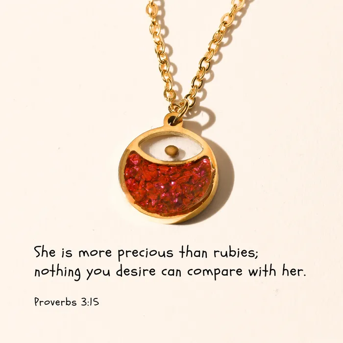 Necklaces Precious as Rubies Stainless Steel Necklace faithbraceletco