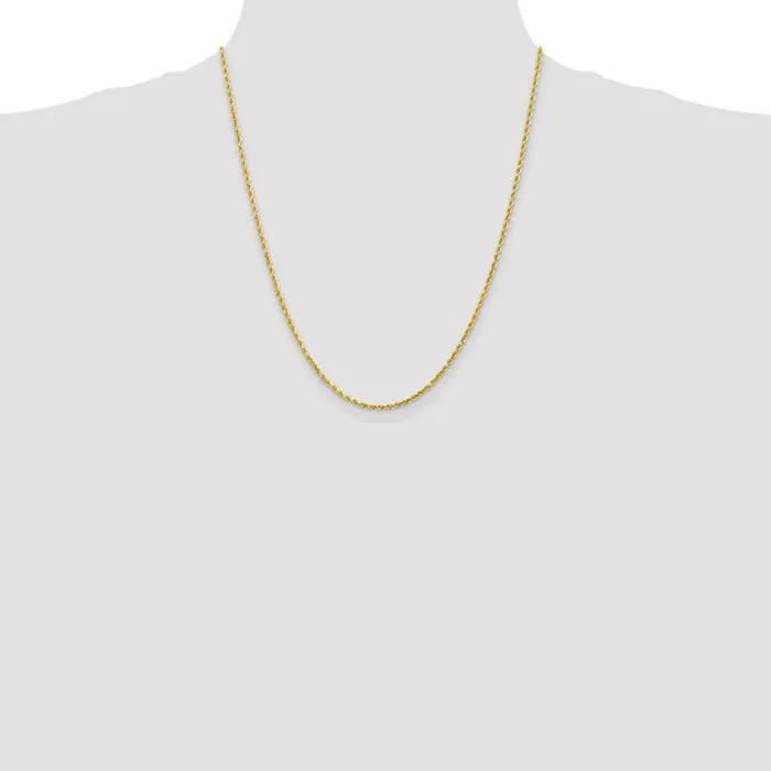 Necklaces WB Choice Jewelry 10k 2mm Diamondcut Rope ChainWBC10K01622 Necklaces WB Choice Jewelry 10k 2mm Diamondcut Rope ChainWBC10K01622