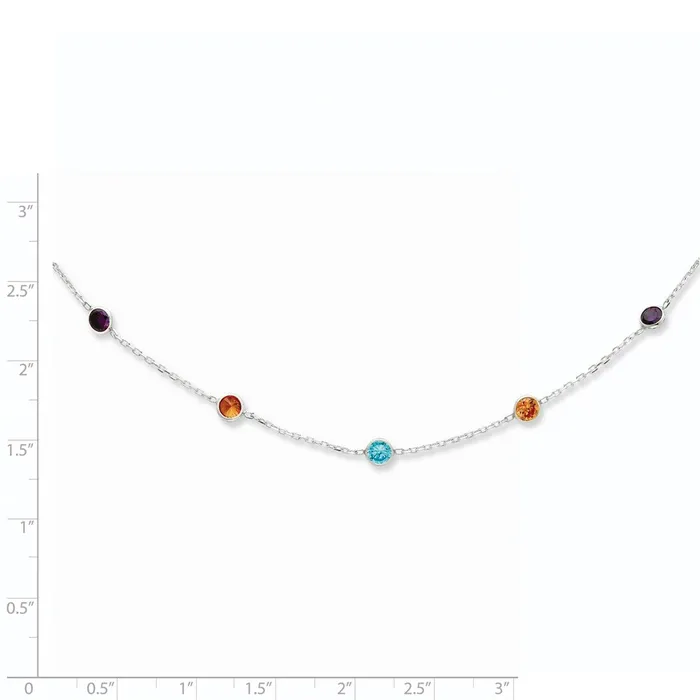 Necklaces WB Choice Jewelry Sterling Silver 9Station Multicolor CZ NecklaceWBCQG265418 Necklaces WB Choice Jewelry Sterling Silver 9Station Multicolor CZ NecklaceWBCQG265418