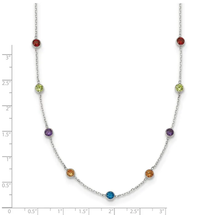 Necklaces WB Choice Jewelry Sterling Silver 9Station Multicolor CZ NecklaceWBCQG265418 Necklaces WB Choice Jewelry Sterling Silver 9Station Multicolor CZ NecklaceWBCQG265418