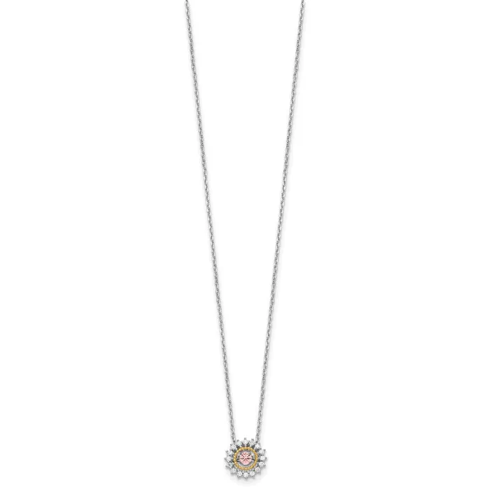 Necklaces WB Choice Jewelry Sterling Silver RHpltd Goldtone Moving Pink CZ w2in ext NecklaceWBCQG553916 Necklaces WB Choice Jewelry Sterling Silver RHpltd Goldtone Moving Pink CZ w2in ext NecklaceWBCQG553916